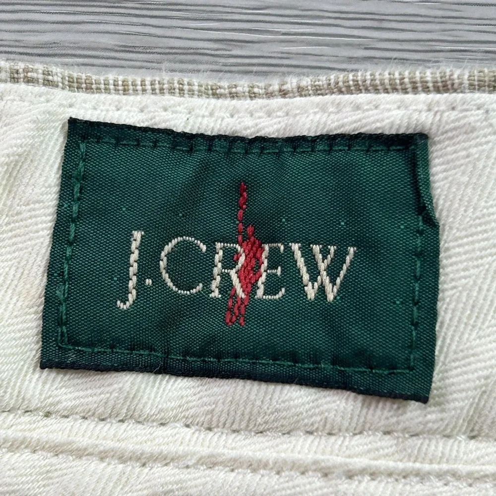 J Crew Oarsman Pants Mens 32x30 Beige Linen Plaid Chino Straight Casual